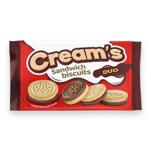 Cream's Sandwich biscuits duo med smag af kakao og vanilje