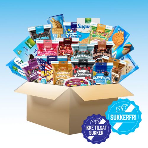 Nordthy Sukkerfri kasse XL fyldt med sukkerfrie produkter
