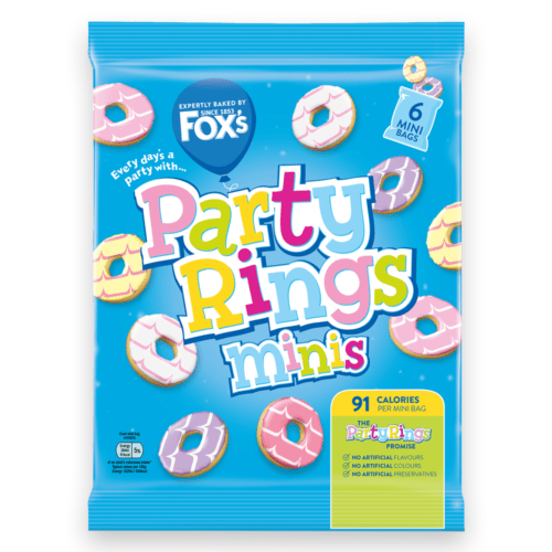 FOX Party Rings Minis i blå pose med flotte party rings udenpå