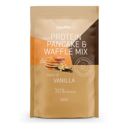 LinusPro Protein Pancake Waffle Mix med Vanilla smag. Pose på 500 gram