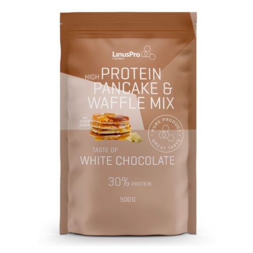 LinusPro Protein Pancake Waffle mix på 500 gram med White Chocolate