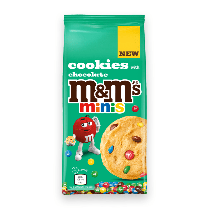 Lysegrøn pakke med M&M Cookies Minis