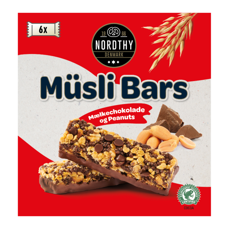 Müsli Bar Jordnødder og mælkechokolade (6 pk)