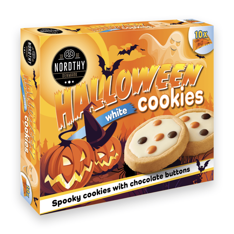 Nordthy Halloween White Cookies æske med halloween tema