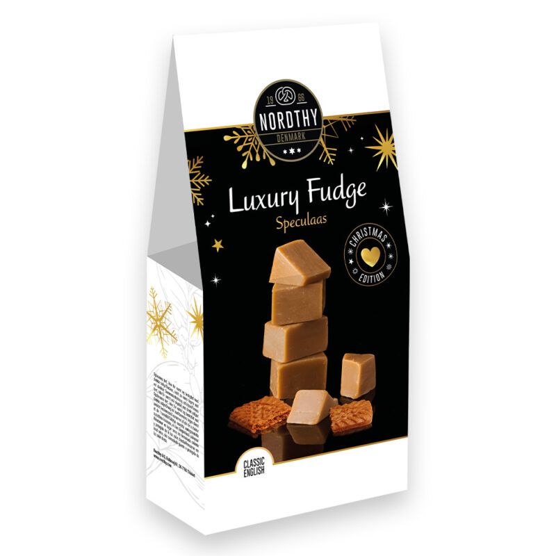 Nordthy Luksus Fudge Speculaas i hvid æske med skøn fudge