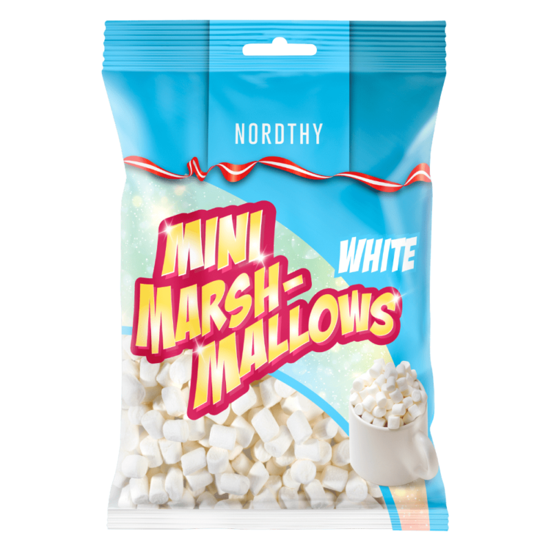 Nordthy Mini Marsh Mallows White. Små skumfiduser.