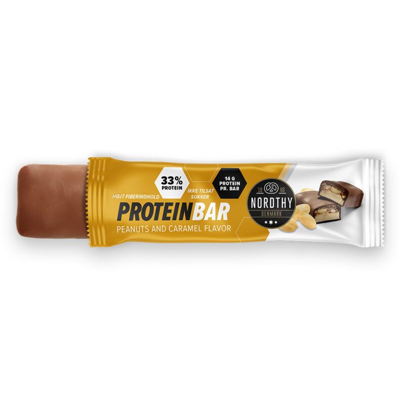 Nordthy Proteinbar Peanuts og karamel åben