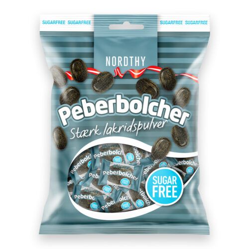 Nordthy Sukkerfri Peberbolcher i pose med 125 g bolcher