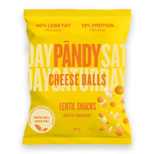 Pandy Cheese Balls Lentil Snacks Chips. Linse chips med smag af ost.