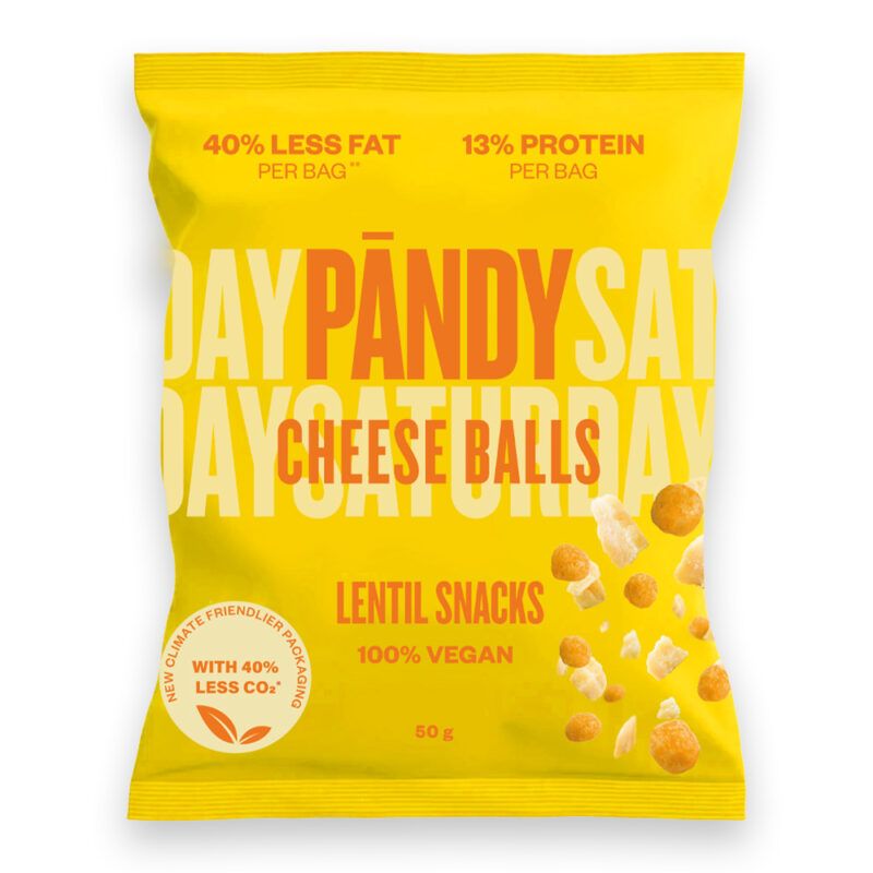 Pandy Cheese Balls Lentil Snacks Chips. Linse chips med smag af ost.