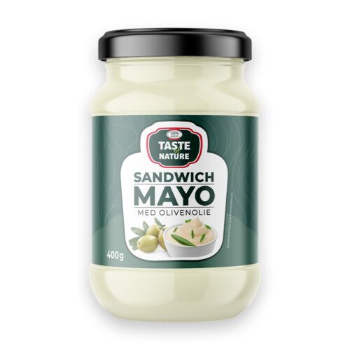 Taste of Nature Sandwich Mayo med olivenolie på glas med skruelåg