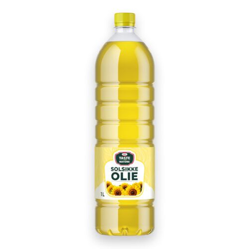 Taste of Nature Solsikkeolie 1 liter i flaske med gult skruelåg